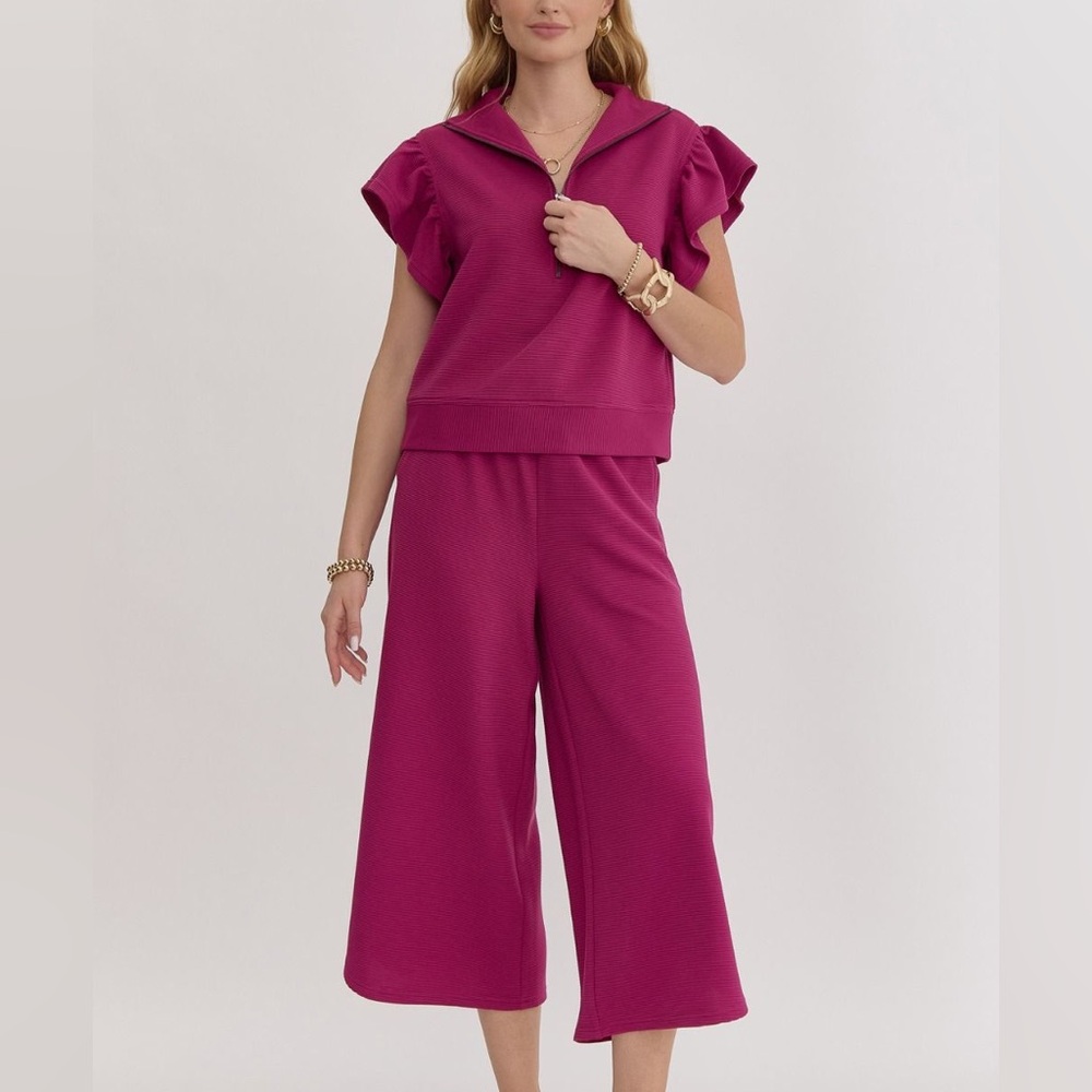 Entro Fuchsia Top and Wide Leg Pant Set